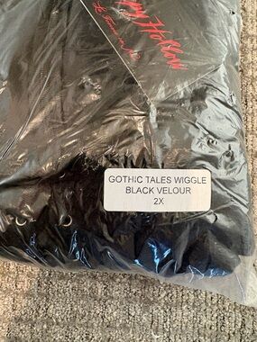 Gothic Tales Wiggle Midi Dress in Black Velour - 2X
